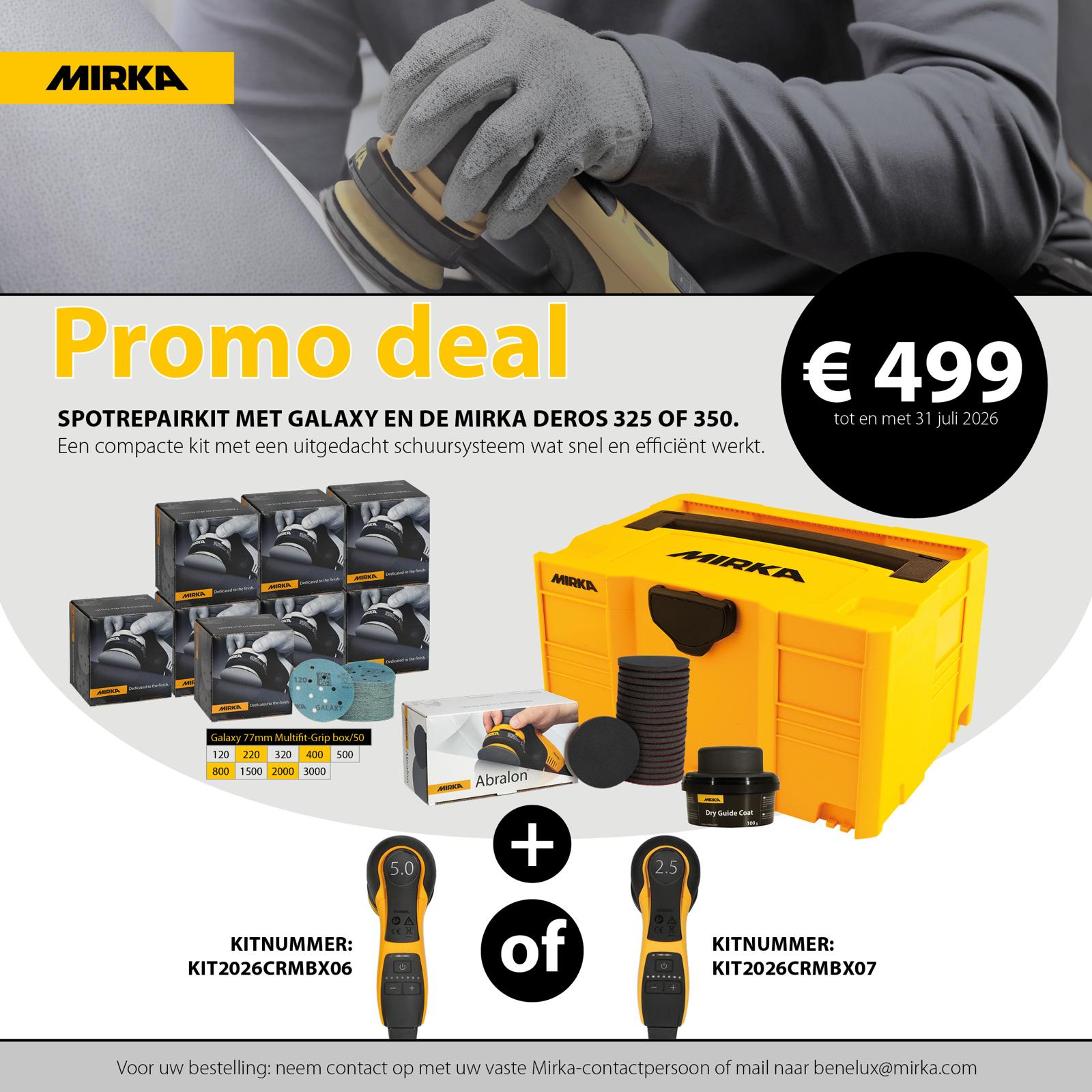 Promo deal Mirka Spotrepairkit met Galaxy en de Mirka 325 of 350